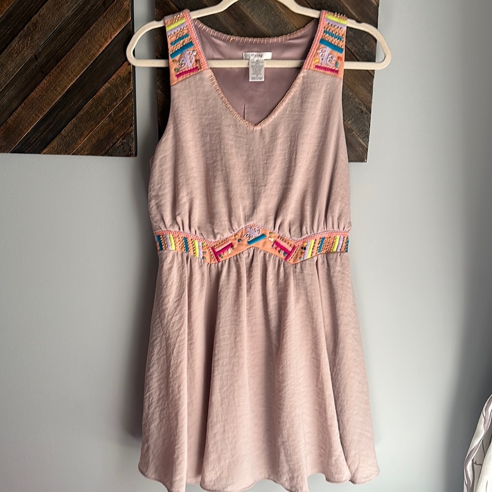 Esley embroidered and beaded babydoll dress